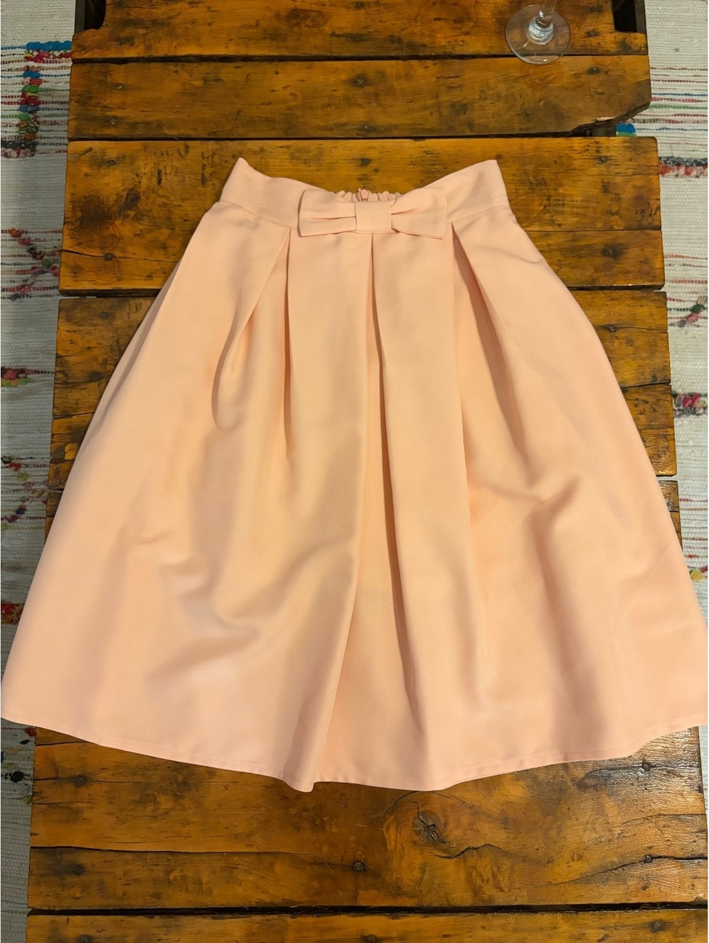 Anthropologie Style Peach A Line Skirt With Bow Detail Size Small